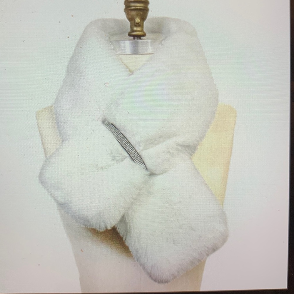 Trendy Faux Fur Bling  Pull Through Scarf
